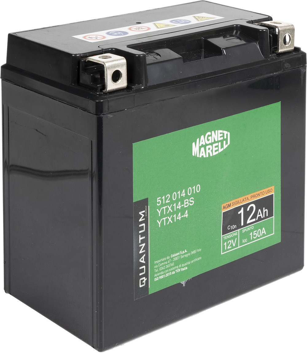 YAMAHA GTS Batterie 12V 12Ah 150A Bleiakkumulator, AGM-Batterie QUANTUM ENERGY Magneti Marelli 3627