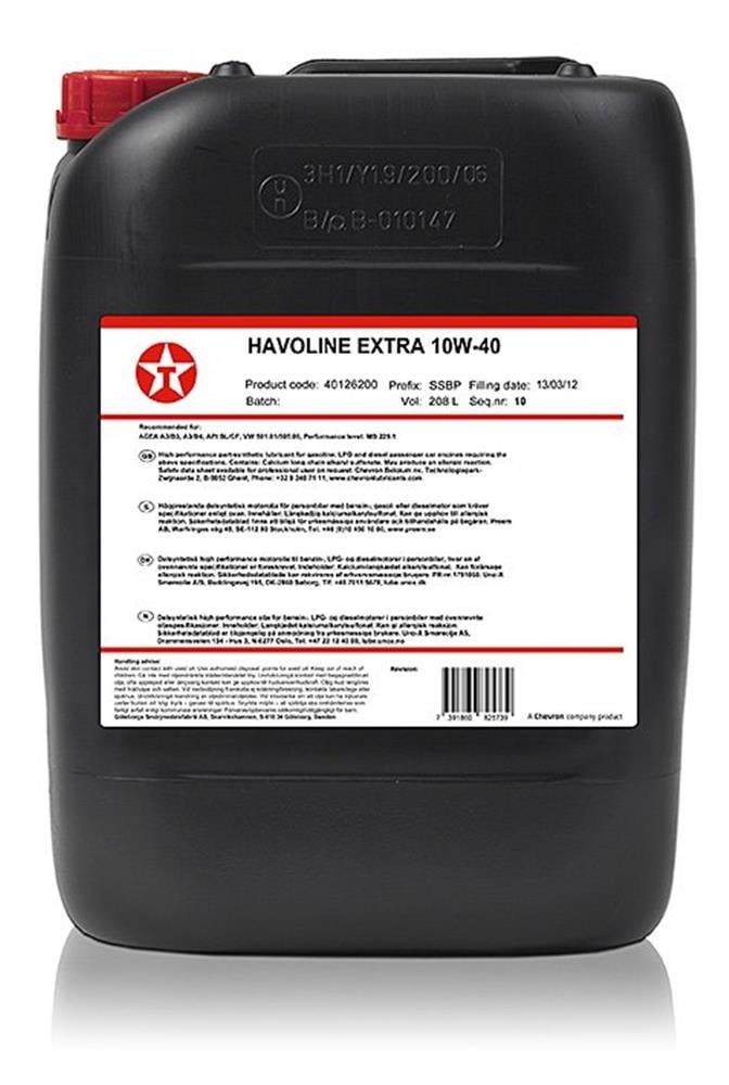 TEXACO Havoline, Extra 840126HOE Engine oil 10W-40, 20l