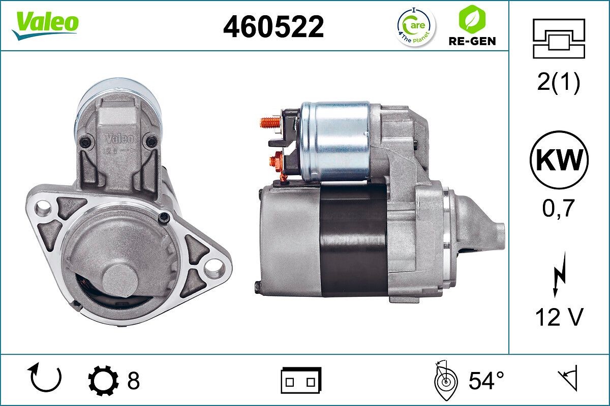 VALEO Starter motors 460522 for NISSAN PRIMERA, ALMERA