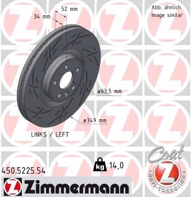 Original 450.5225.54 ZIMMERMANN Performance brake discs JAGUAR