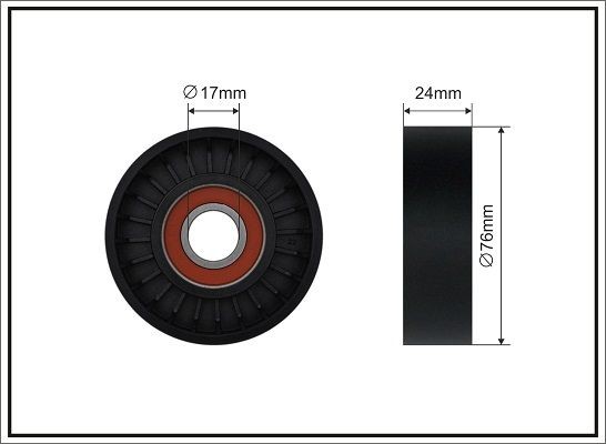 CAFFARO Ø: 76mm, Width: 24mm Tensioner pulley, v-ribbed belt 500704 buy