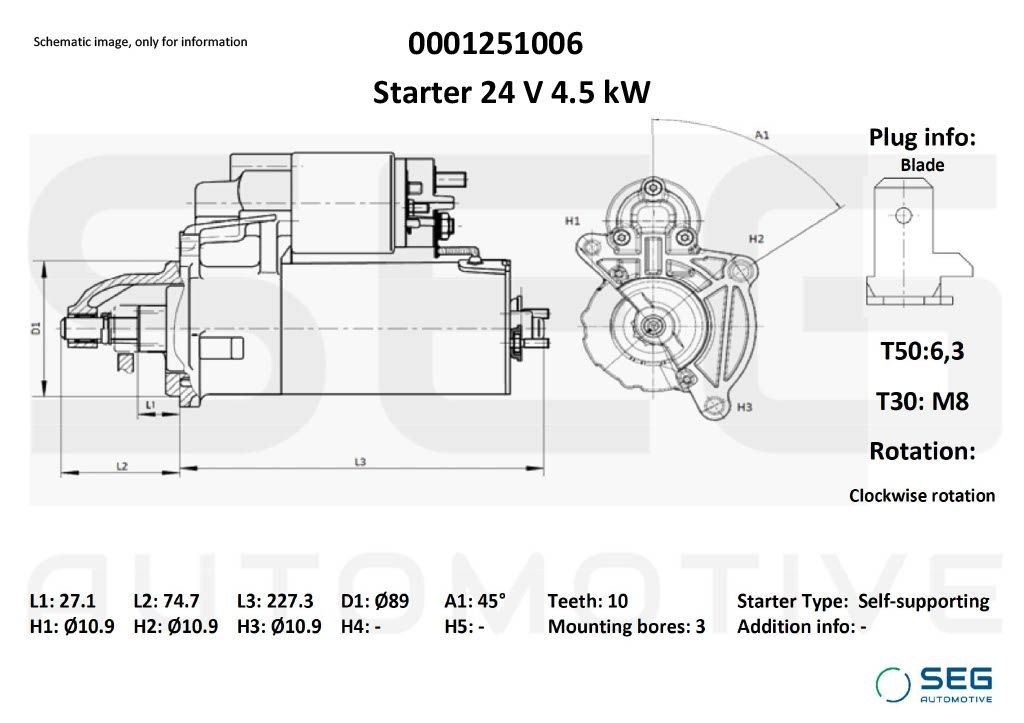 SEG Automotive Starter motors 0001251006