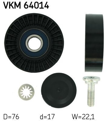 SKF Ø: 76mm Deflection / Guide Pulley, v-ribbed belt VKM 64014 buy