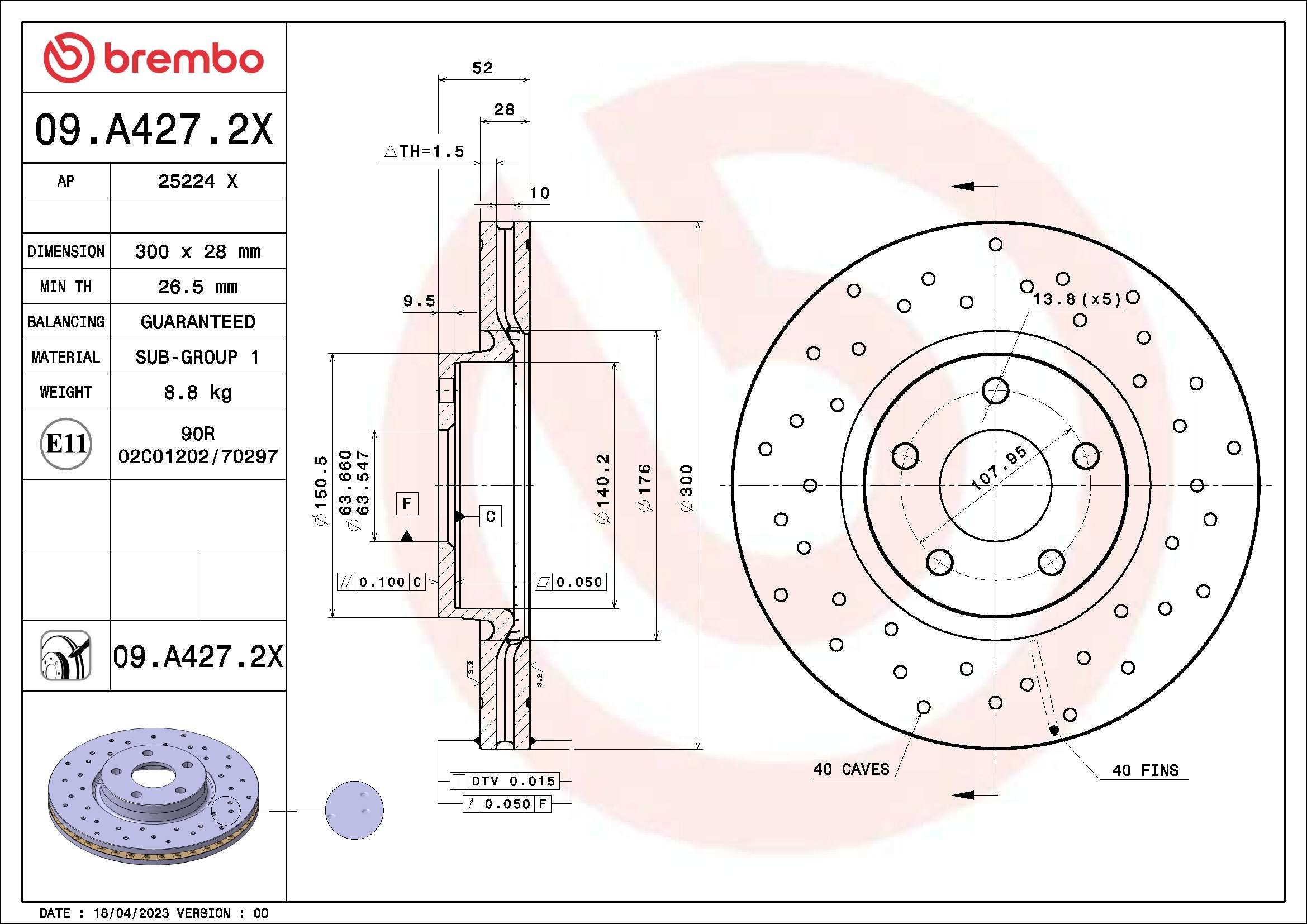 Great value for money - BREMBO Brake disc 09.A427.2X