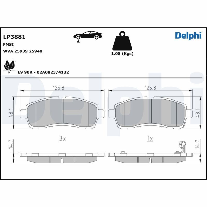 DELPHI LP3881 Brake pad set D6Y1-3328Z-A