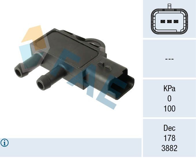 FAE Number of pins: 3-pin connector Sensor, exhaust pressure 16162 buy