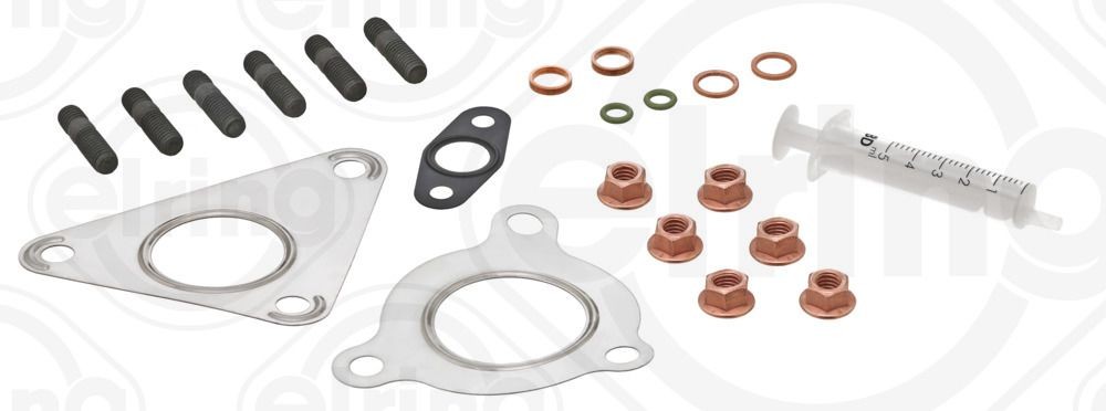 715.340 ELRING Mounting kit, charger MITSUBISHI with gaskets/seals, with bolts/screws