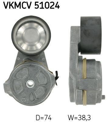 SKF Ø: 74mm, Width: 38,3mm Tensioner pulley, v-ribbed belt VKMCV 51024 buy