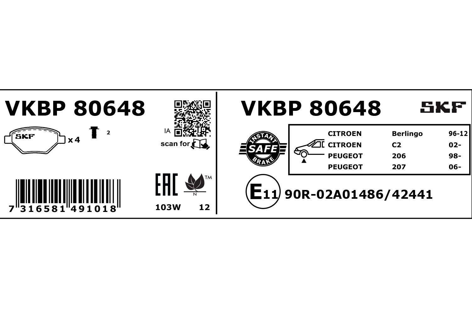 VKBP80648 Disc brake pads SKF 23954 review and test