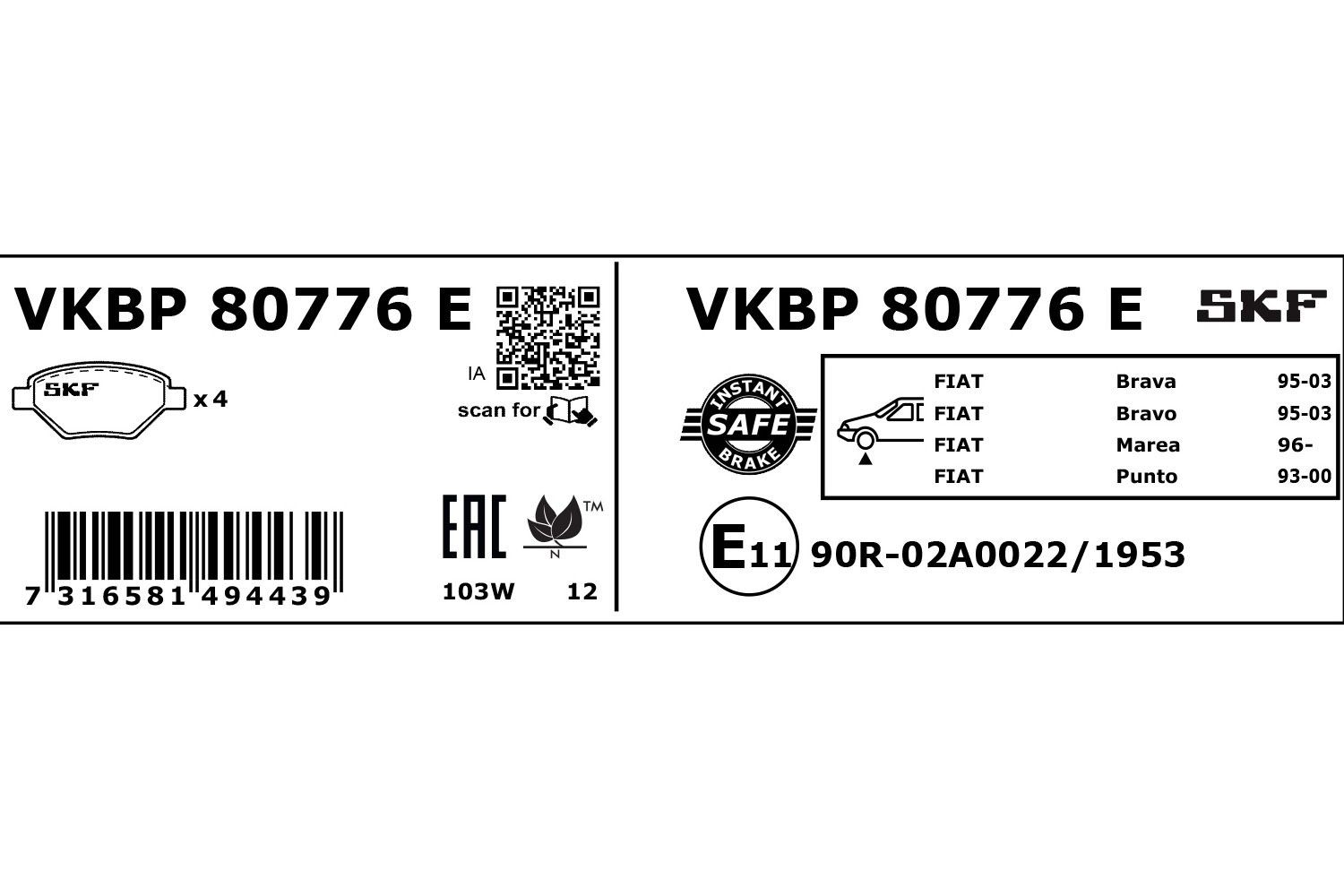 VKBP80776E Disc brake pads SKF 21931 review and test
