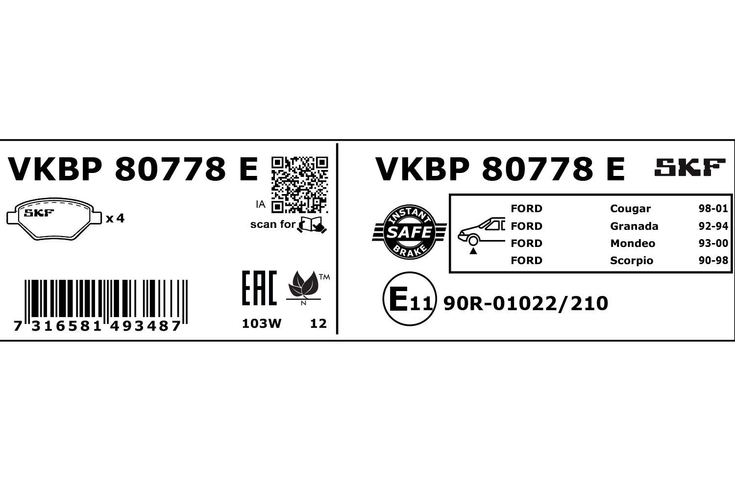 VKBP80778E Disc brake pads SKF 21582 review and test