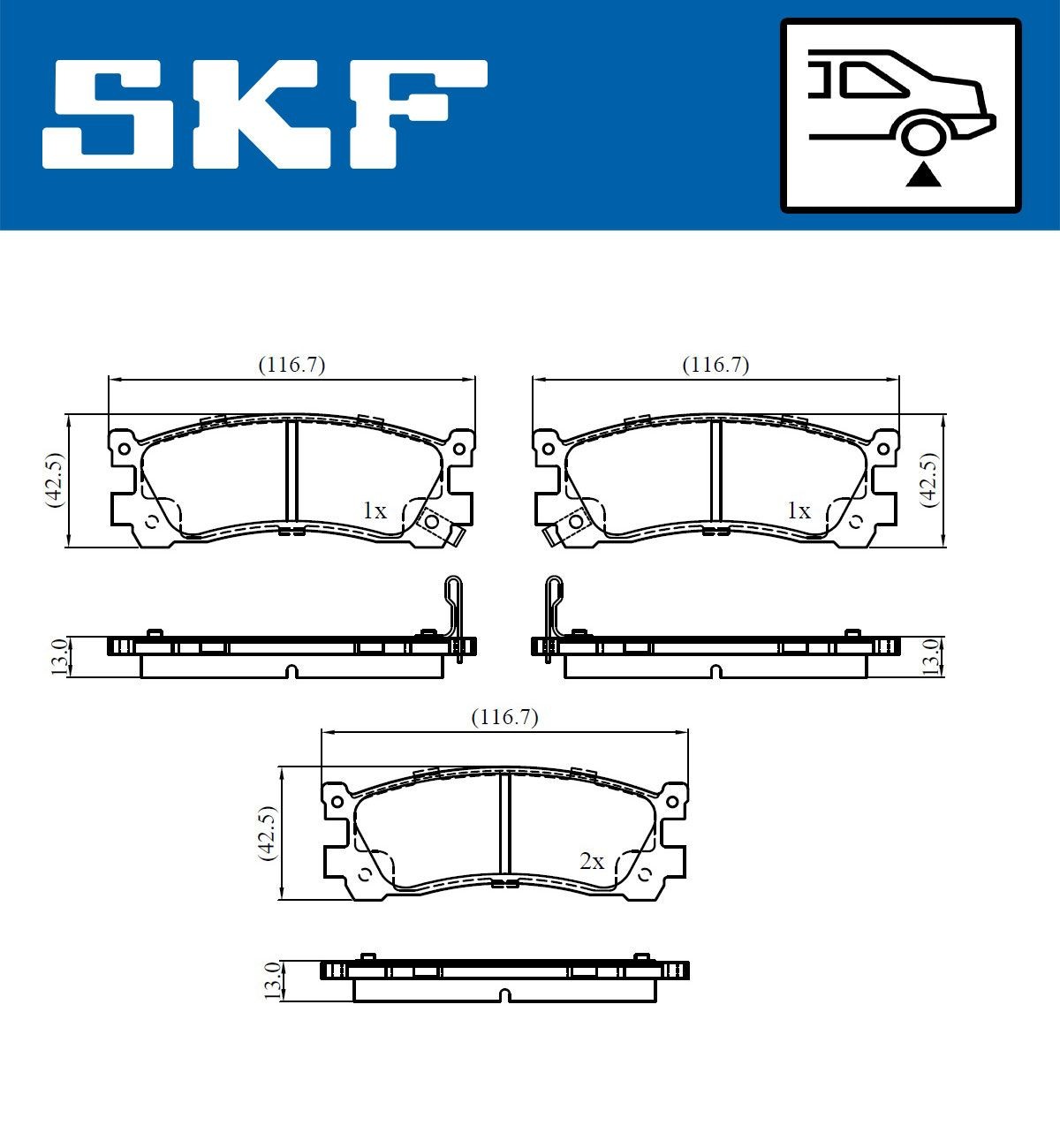 SKF Brake pad kit VKBP 90903 A for MAZDA XEDOS, 929