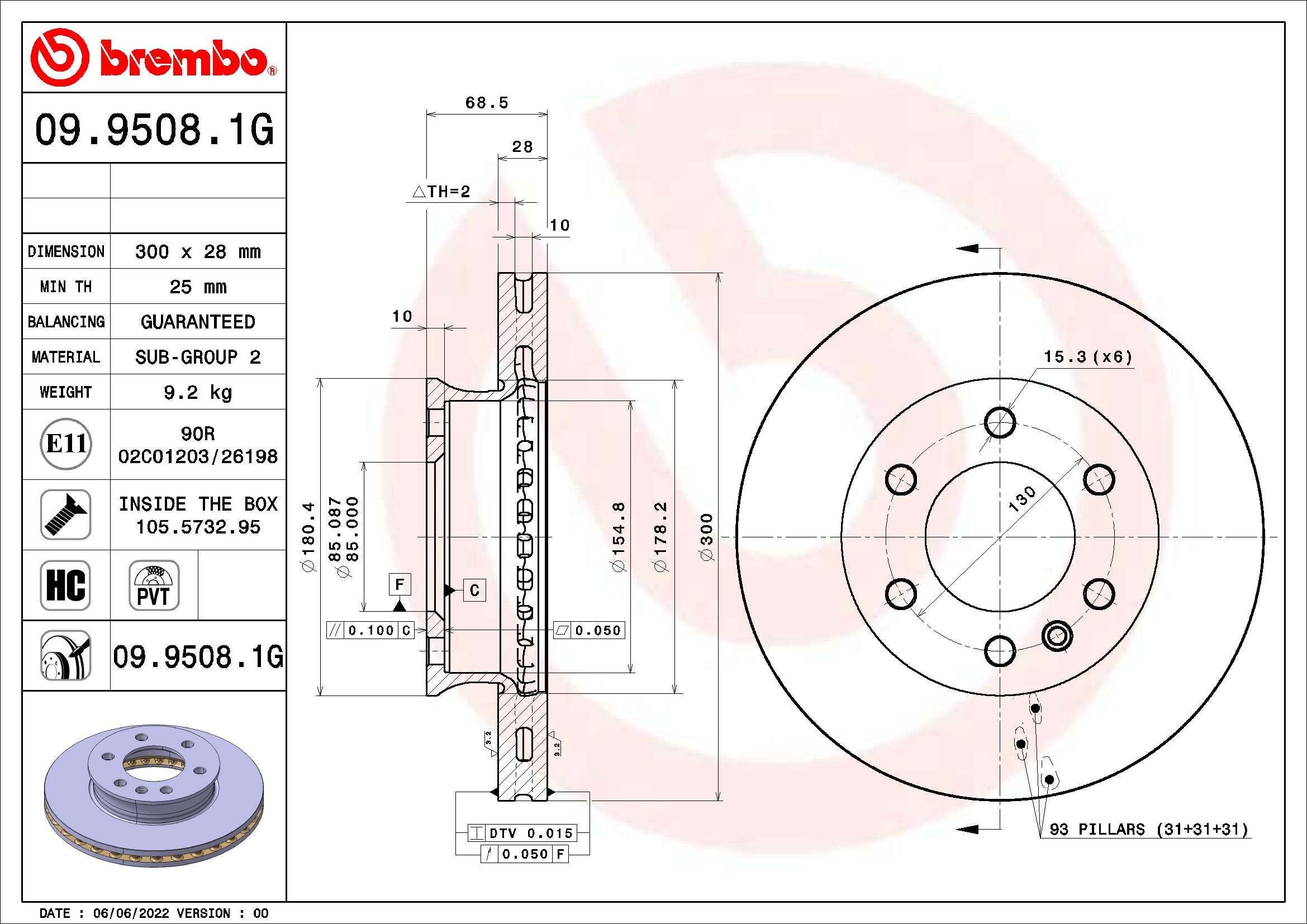 BREMBO internally vented, with accessories, with brake caliper screws, with anti-squeak plate, with bolts/screws, incl. wear warning contact Ø: 300mm, Brake Disc Thickness: 28mm Brake discs and pads KT 10 026 buy
