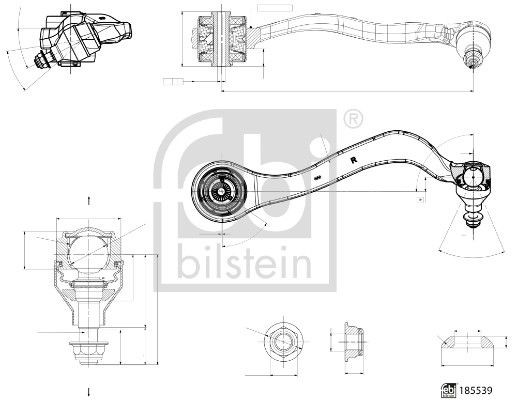 FEBI BILSTEIN with bearing(s), Front, Front Axle Right, outer, Control Arm, Aluminium, Cone Size: 16 mm Cone Size: 16mm Control arm 185539 buy