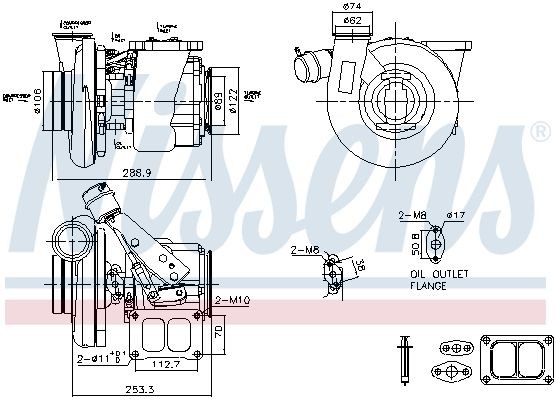 NISSENS 93769 Turbolader für RENAULT TRUCKS T-Serie LKW in Original Qualität