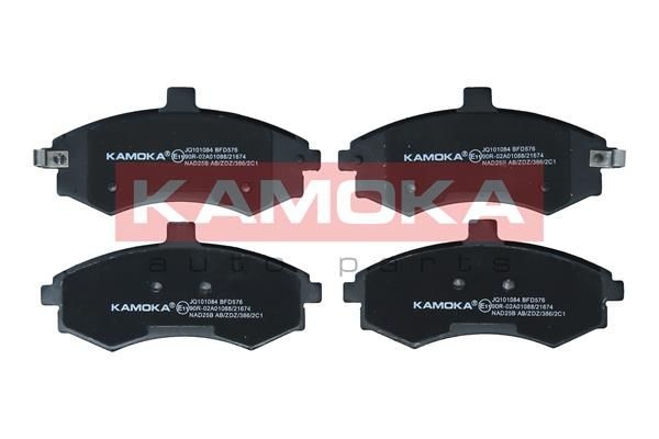 KAMOKA Front Axle, with acoustic wear warning Height: 63mm, Width: 137mm, Thickness: 17mm Brake pads JQ101084 buy
