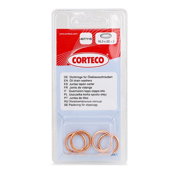 CORTECO 407711S Oil drain plug gasket SMART FORTWO 2014 price