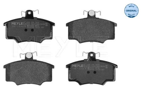 MEYLE 025 205 7419 Brake pad set ORIGINAL Quality, Front Axle, excl. wear warning contact, with anti-squeak plate