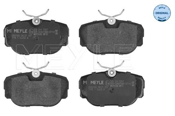 7373 D493 MEYLE ORIGINAL Quality, Front Axle, prepared for wear indicator, with anti-squeak plate Height: 52mm, Width: 94,6mm, Thickness: 17mm Brake pads 025 211 7317 buy