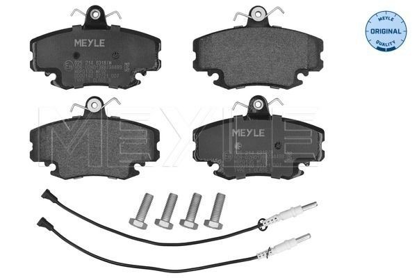 21463 MEYLE ORIGINAL Quality, Front Axle, incl. wear warning contact, with anti-squeak plate Height: 64,6mm, Width: 100mm, Thickness: 18,1mm Brake pads 025 214 6318/W buy