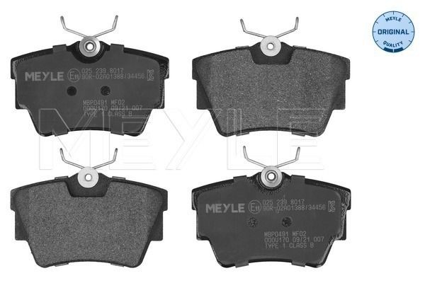 MEYLE Brake pad rear and front OPEL Vivaro B Platform / Chassis (X82) new 025 239 8017