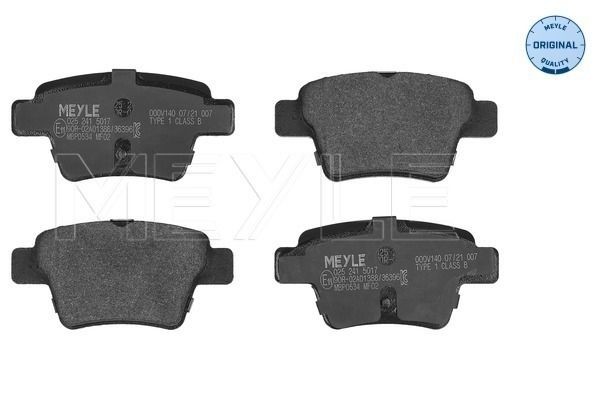 MEYLE 025 241 5017 Brake pad set ORIGINAL Quality, Rear Axle, excl. wear warning contact, with anti-squeak plate