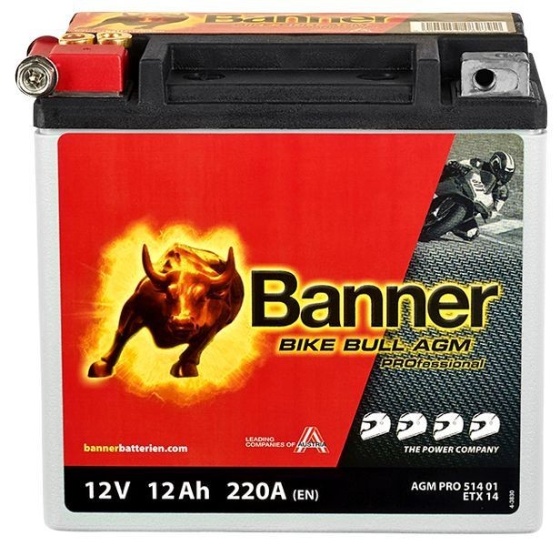 KAWASAKI W Batterie 12V 12Ah 220A B00 AGM-Batterie, erhöhte Zyklenfestigkeit, erhöhte Rüttelfestigkeit, wartungsfrei, auslaufsicher BannerPool 024514010101