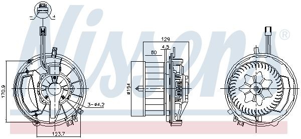Volkswagen PASSAT Fan blower motor 21489792 NISSENS 87524 online buy