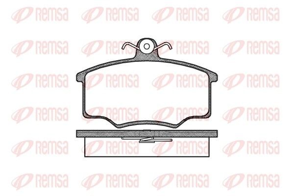 REMSA 0046.00 Brake pad set Front Axle, with adhesive film, with bolts/screws, with accessories, with spring