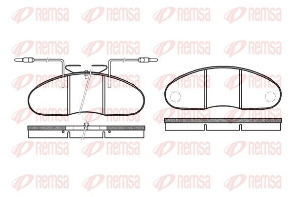 REMSA 0048.12 Brake pad set Front Axle, incl. wear warning contact, with bolts/screws, with accessories, with spring