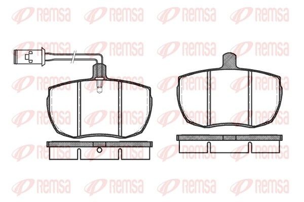 REMSA 0056.11 Brake pad set Front Axle, incl. wear warning contact, with adhesive film, with accessories