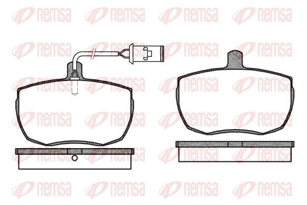 REMSA 0056.22 Brake pad set Front Axle, incl. wear warning contact, with adhesive film, with accessories