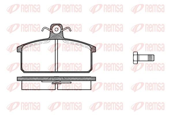 0128.00 REMSA Brake pad set SEAT Front Axle, with adhesive film, with bolts/screws, with accessories, with spring