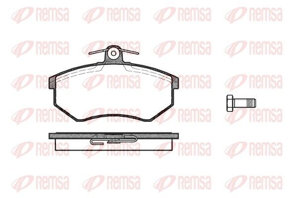 REMSA 0134.10 Brake pad set Front Axle, with adhesive film, with bolts/screws, with accessories, with spring