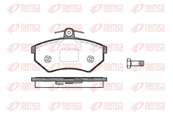 REMSA 0134.50 Brake pad set Front Axle, with adhesive film, with bolts/screws, with accessories, with spring
