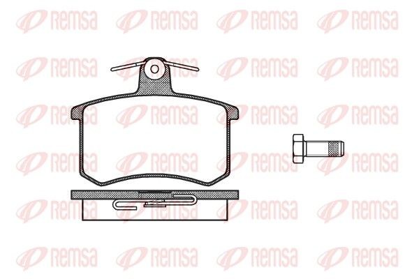 REMSA 0135.10 Brake pad set Rear Axle, with adhesive film, with bolts/screws, with accessories, with spring