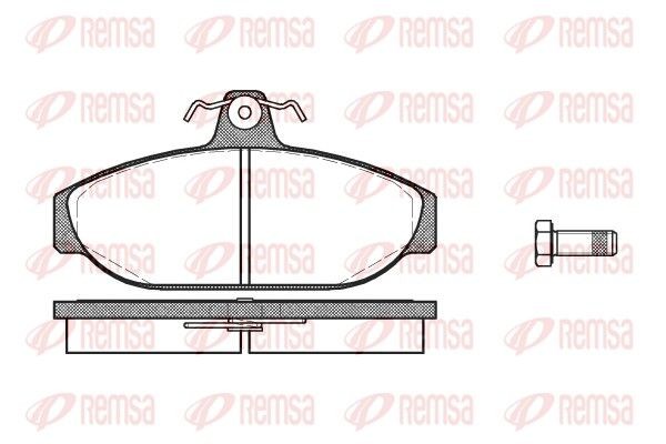 REMSA 0156.00 Brake pad set Front Axle, with adhesive film, with bolts/screws, with accessories, with spring