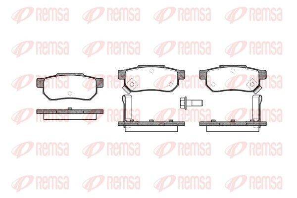 REMSA 0233.02 Brake pad set Rear Axle, incl. wear warning contact, with bolts/screws, with accessories