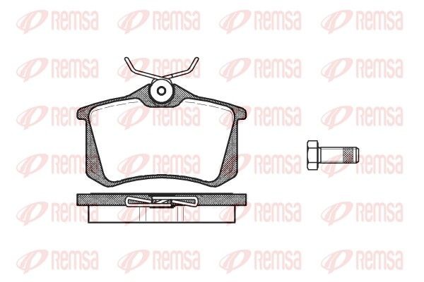 REMSA 0263.10 Brake pad set Rear Axle, with adhesive film, with bolts/screws, with accessories, with spring