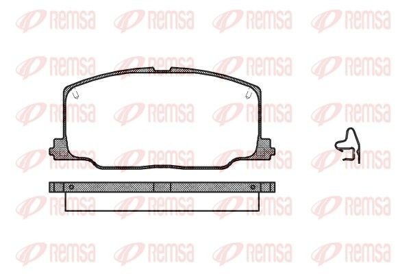 REMSA 0268.04 Brake pad set Front Axle, incl. wear warning contact, with accessories, with spring