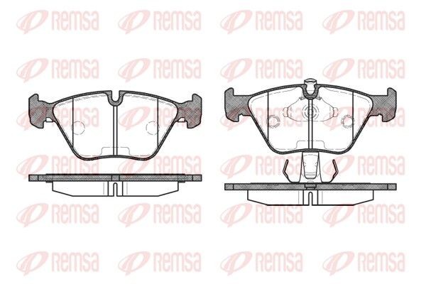 REMSA 0270.15 Brake pad set Front Axle, prepared for wear indicator, with adhesive film, with accessories, with spring