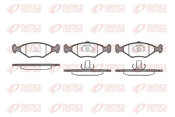 PCA028140 REMSA Front Axle, with adhesive film, with accessories, with spring Height: 49mm, Thickness: 18mm Brake pads 0281.40 buy