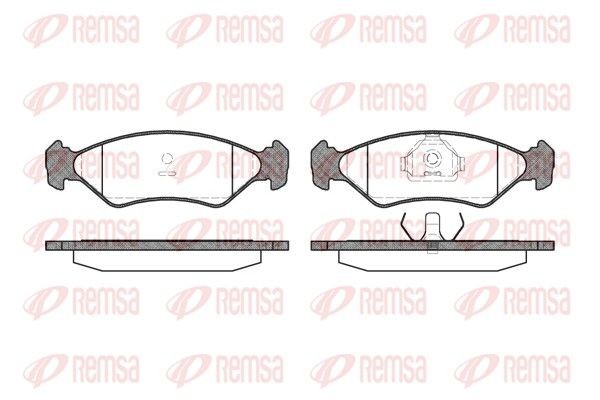 REMSA 0285.10 Brake pad set Front Axle, with adhesive film, with accessories, with spring