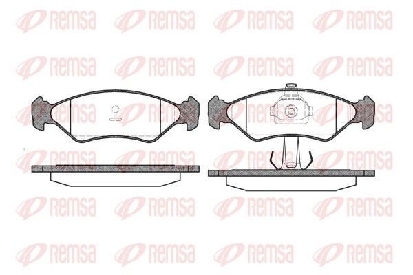 PCA028520 REMSA Front Axle, with adhesive film, with accessories, with spring Height: 44,6mm, Thickness: 17,2mm Brake pads 0285.20 buy