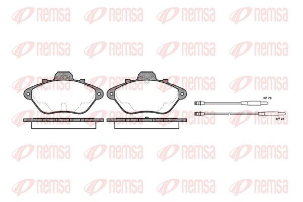 REMSA 0310.14 Brake pad set Front Axle, incl. wear warning contact, with adhesive film, with accessories