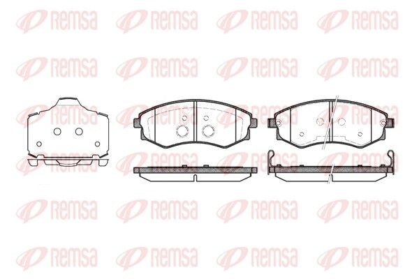 REMSA 0318.03 Brake pad set Front Axle, incl. wear warning contact, with adhesive film, with accessories