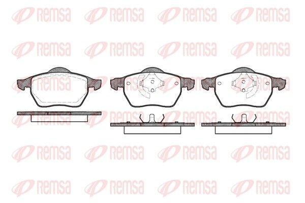 REMSA 0390.50 Brake pad set Front Axle, with adhesive film, with accessories, with spring