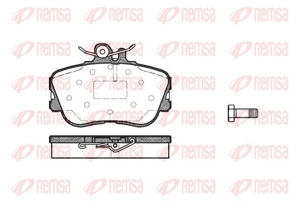REMSA 0445.00 Brake pad set Front Axle, with adhesive film, with bolts/screws, with accessories, with spring