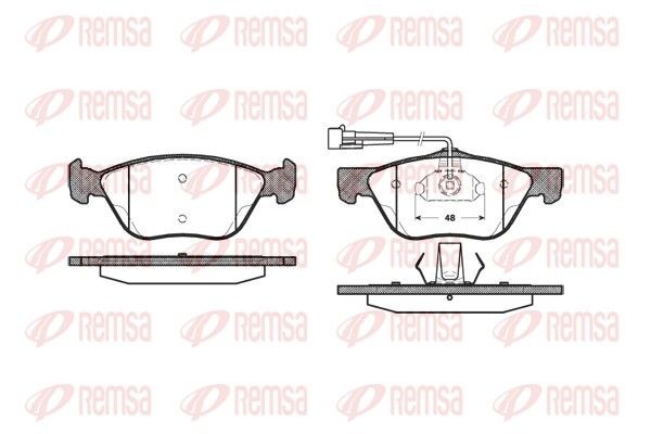 REMSA 0589.02 Brake pad set Front Axle, incl. wear warning contact, with adhesive film, with accessories, with spring