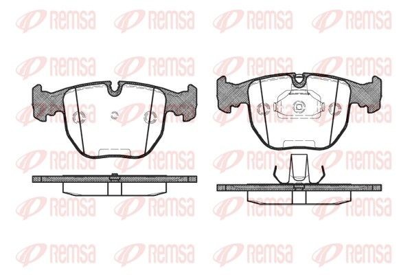 REMSA 0596.10 Brake pad set Front Axle, prepared for wear indicator, with adhesive film, with accessories, with spring